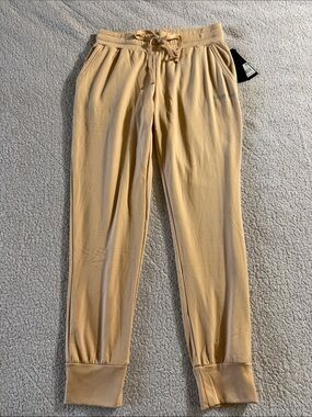bebe Women's Ginger Root Foil Peached Fleece Jogger Pants Small New